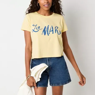 Ana Womens Crew Neck Short Sleeve Pocket T-shirt In Yellow