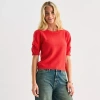 Ana Womens Crew Neck Short Sleeve Pullover Sweater In Red