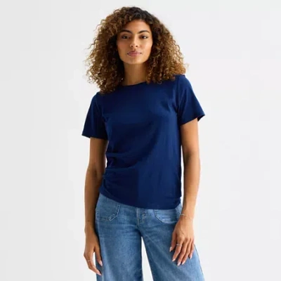 Ana Womens Crew Neck Short Sleeve T-shirt In Blue