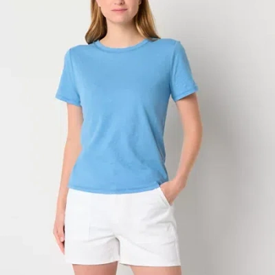 Ana Womens Crew Neck Short Sleeve T-shirt In Blue