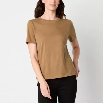 Ana Womens Crew Neck Short Sleeve T-shirt In Brown