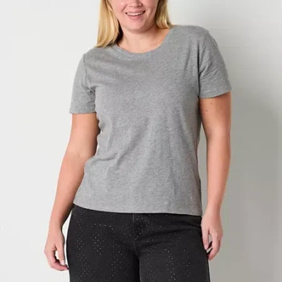 Ana Womens Crew Neck Short Sleeve T-shirt In Gray