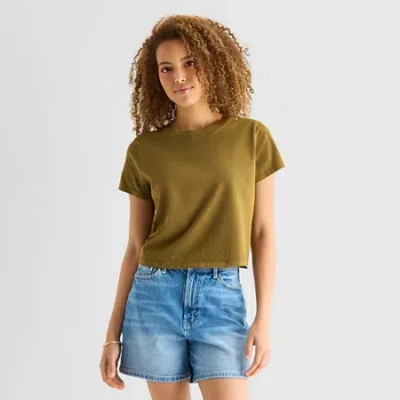Ana Womens Crew Neck Short Sleeve T-shirt In Green