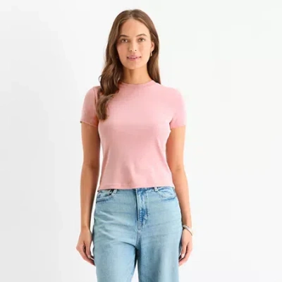 Ana Womens Crew Neck Short Sleeve T-shirt In Pink