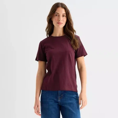 Ana Womens Crew Neck Short Sleeve T-shirt In Red