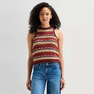 Ana Womens Crew Neck Sleeveless Pullover Sweater In Multi