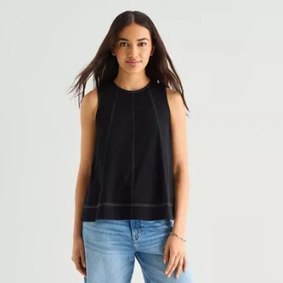 Ana Womens Crew Neck Sleeveless Tank Top In Black