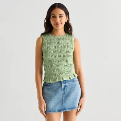 Ana Womens Crew Neck Sleeveless Tank Top In Green