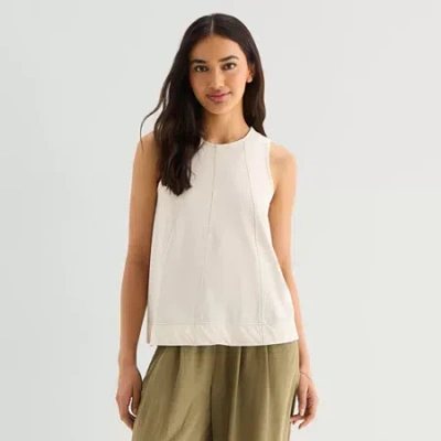 Ana Womens Crew Neck Sleeveless Tank Top In Neutral