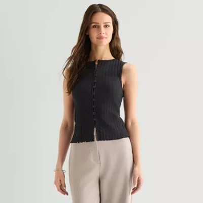 Ana Womens Crew Neck Sleeveless Vest In Black