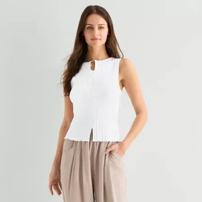 Ana Womens Crew Neck Sleeveless Vest In White