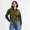 Ana Womens Cuffed Long Sleeve Regular Fit Button-down Shirt In Green