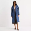 Ana Womens Denim Belted Midweight Trench Coat In Blue