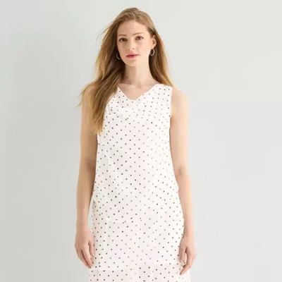 Ana Womens Draped Neck Sleeveless Tank Top In White