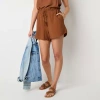 Ana . Womens Drawstring Drapey 4" Pull On Short In Brown