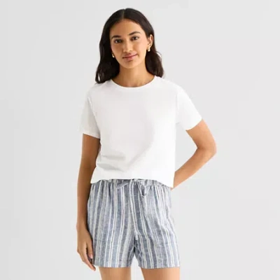 Ana Womens Easy-on + Easy-off Crew Neck Short Sleeve Adaptive T-shirt In White