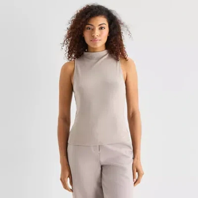 Ana Womens Funnel Neck Sleeveless Tank Top In Gray