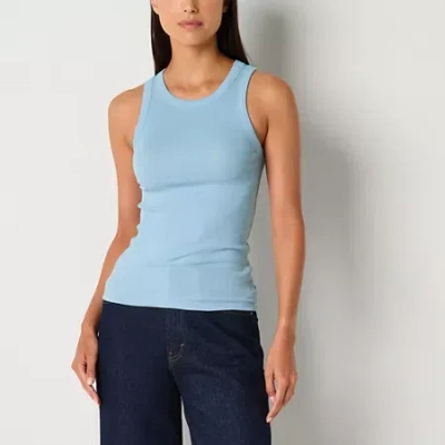 Ana Womens High Neck Sleeveless Tank Top In Blue