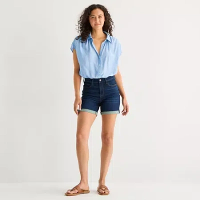 Ana Womens High Rise Denim Short In Blue