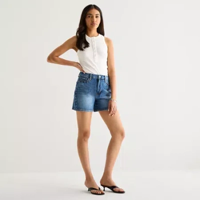 Ana Womens High Rise Denim Short In Blue