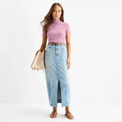 Ana Womens High Rise Maxi Skirt In Blue