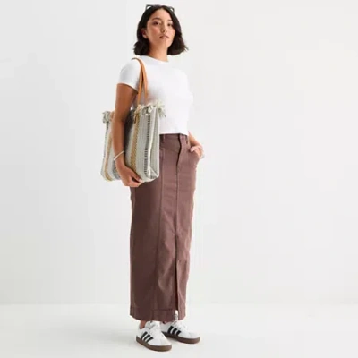 Ana Womens High Rise Maxi Skirt In Brown