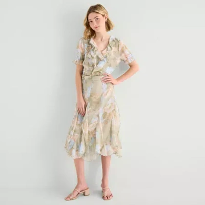 Ana Womens High Rise Midi A-line Skirt In Gray