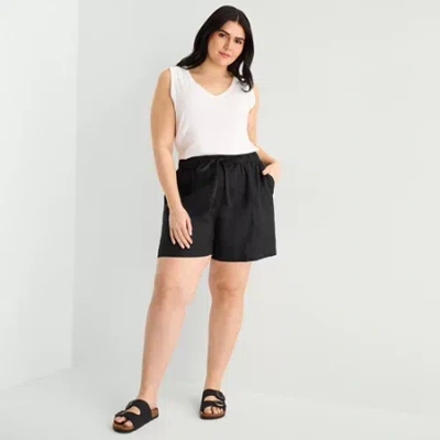 Ana Womens High Rise Plus Pull-on Short In Black