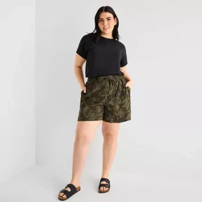 Ana Womens High Rise Plus Pull-on Short In Green