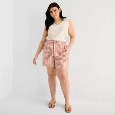 Ana Womens High Rise Plus Pull-on Short In Pink