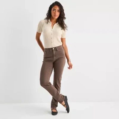 Ana Womens High Rise Slim Fit Jean In Brown