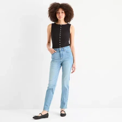 Ana Womens High Rise Straight Leg Jean In Blue