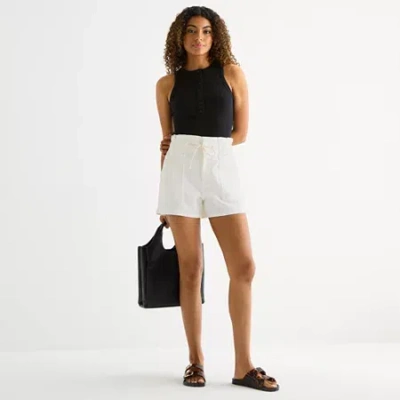 Ana Womens Highest Rise Denim Short In White