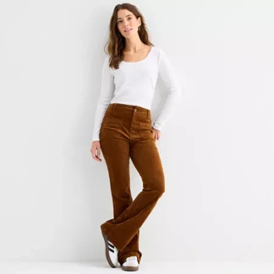 Ana Womens Highest Rise Flare Corduroy Pant In Brown