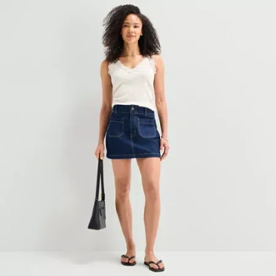Ana Womens Highest Rise Mini Denim Skirt In Blue