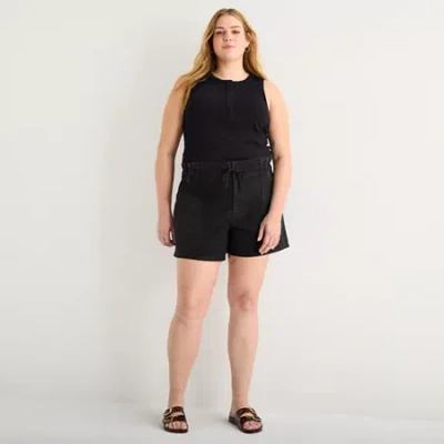 Ana Womens Highest Rise Plus Denim Short In Black