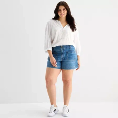 Ana Womens Highest Rise Plus Denim Short In Blue