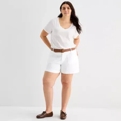 Ana Womens Highest Rise Plus Denim Short In White