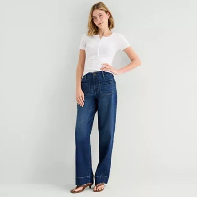 Ana Womens Highest Rise Straight Leg Jean In Blue
