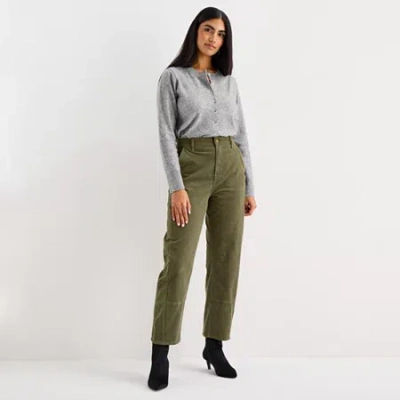 Ana Womens Highest Rise Tapered Corduroy Pant In Green