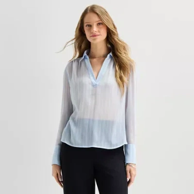 Ana Womens Long Sleeve Blouse In Blue