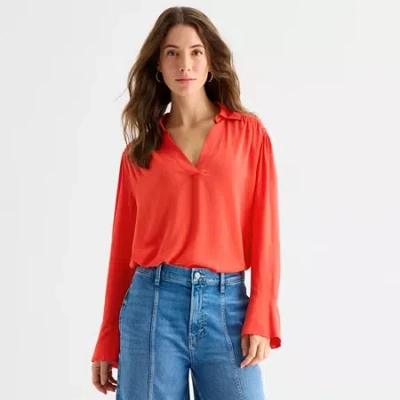 Ana Womens Long Sleeve Blouse In Red