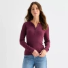 Ana Womens Long Sleeve Regular Fit Henley Shirt In Purple