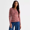 Ana Womens Long Sleeve Regular Fit Henley Shirt In Red