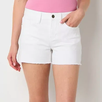 Ana Womens Mid Rise 3 1/2" Denim Short In White