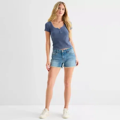 Ana Womens Mid Rise Denim Short In Blue