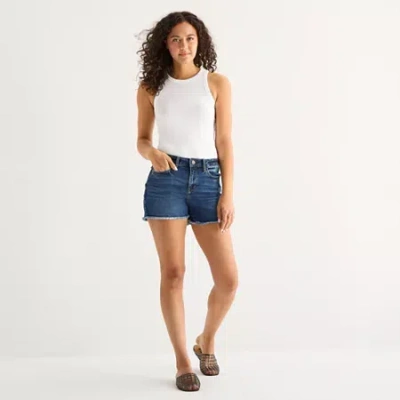 Ana Womens Mid Rise Denim Short In Blue