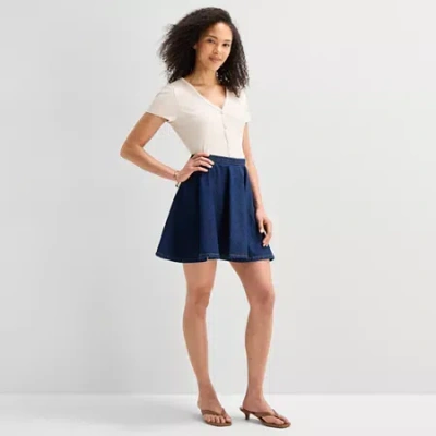 Ana Womens Mid Rise Denim Skirt In Blue