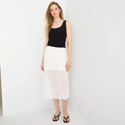 Ana Womens Midi Pencil Skirt In White