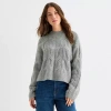Ana Womens Mock Neck Long Sleeve Pullover Sweater In Gray